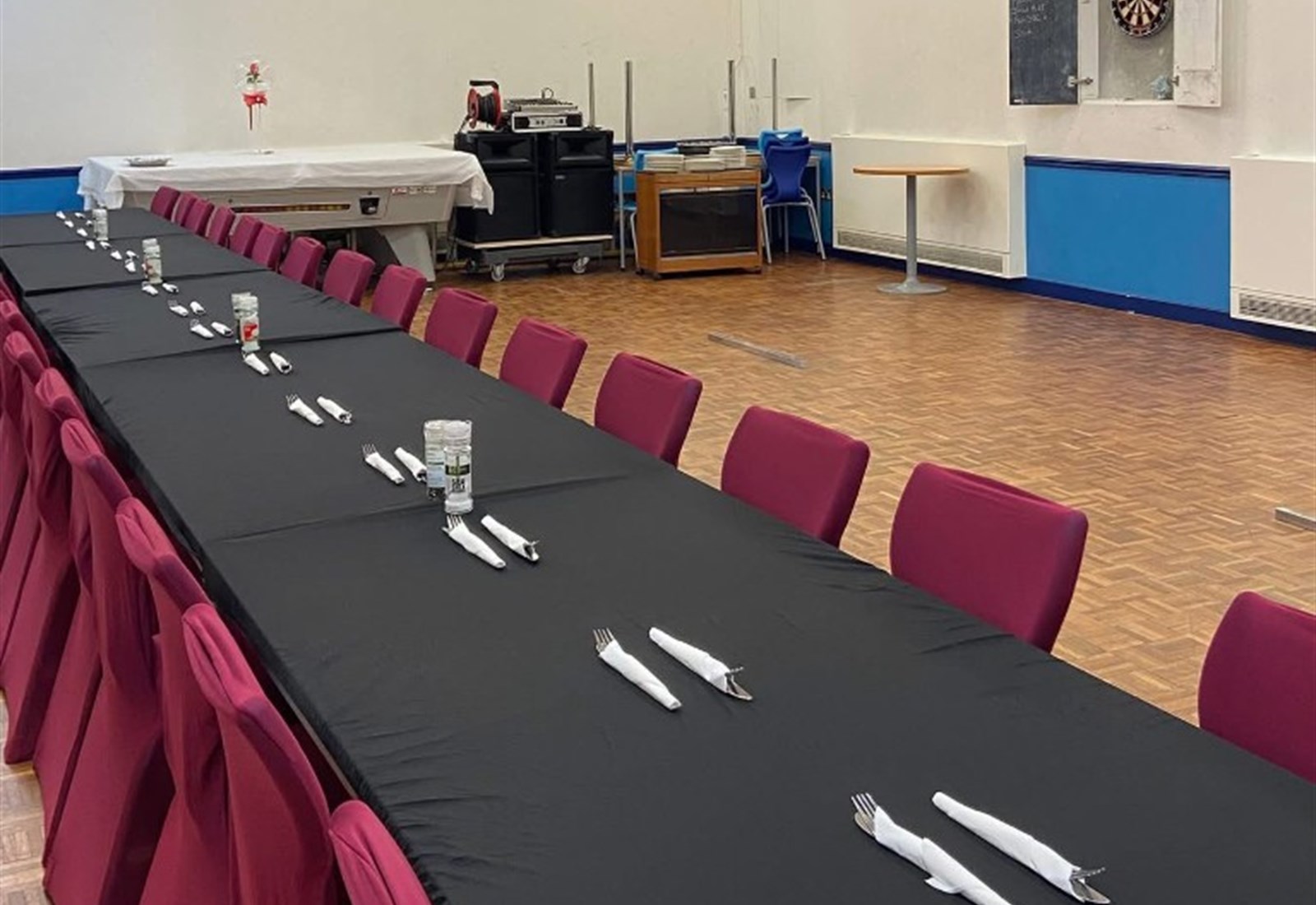 Function hall set for a banquet at Chiltern Sports & Social Club